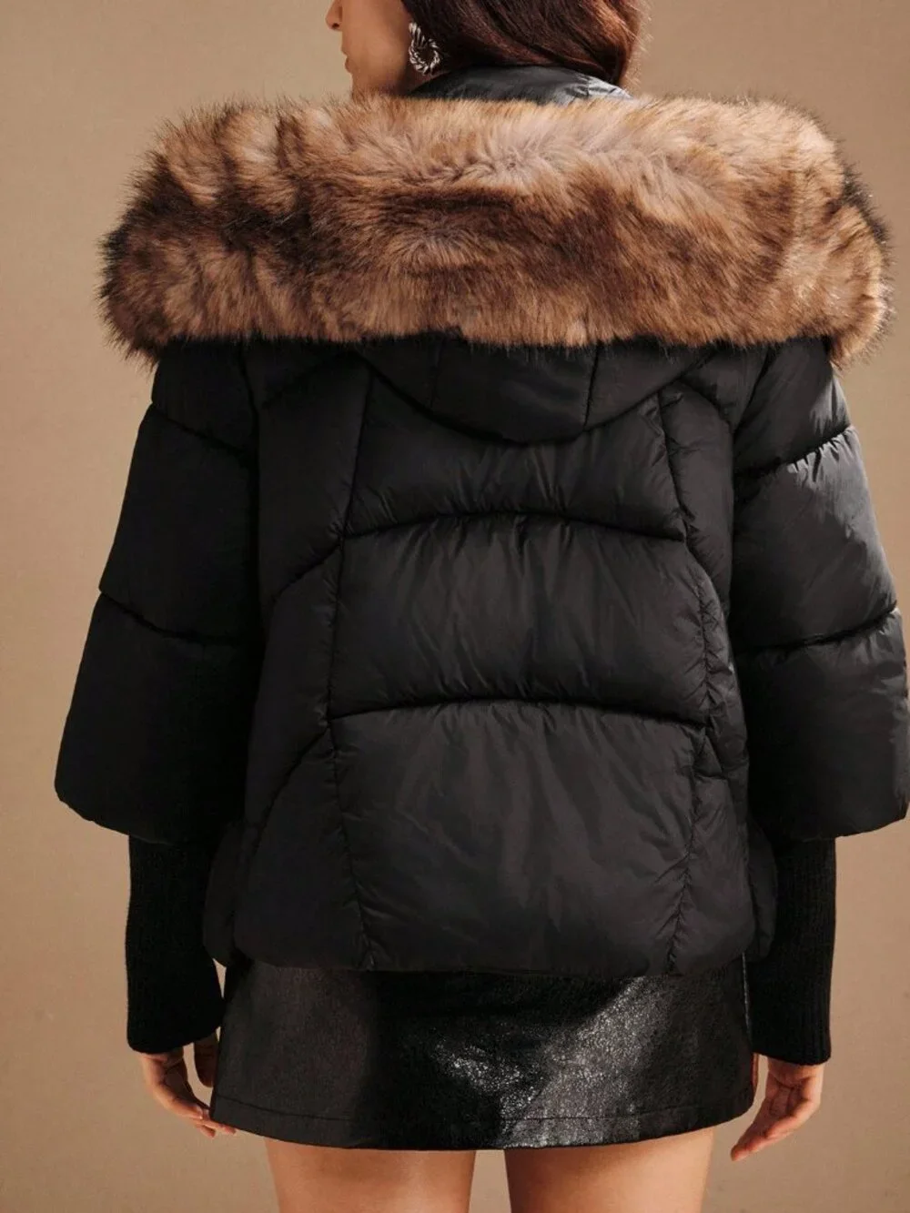 Black Casual Women's Puffer Coat